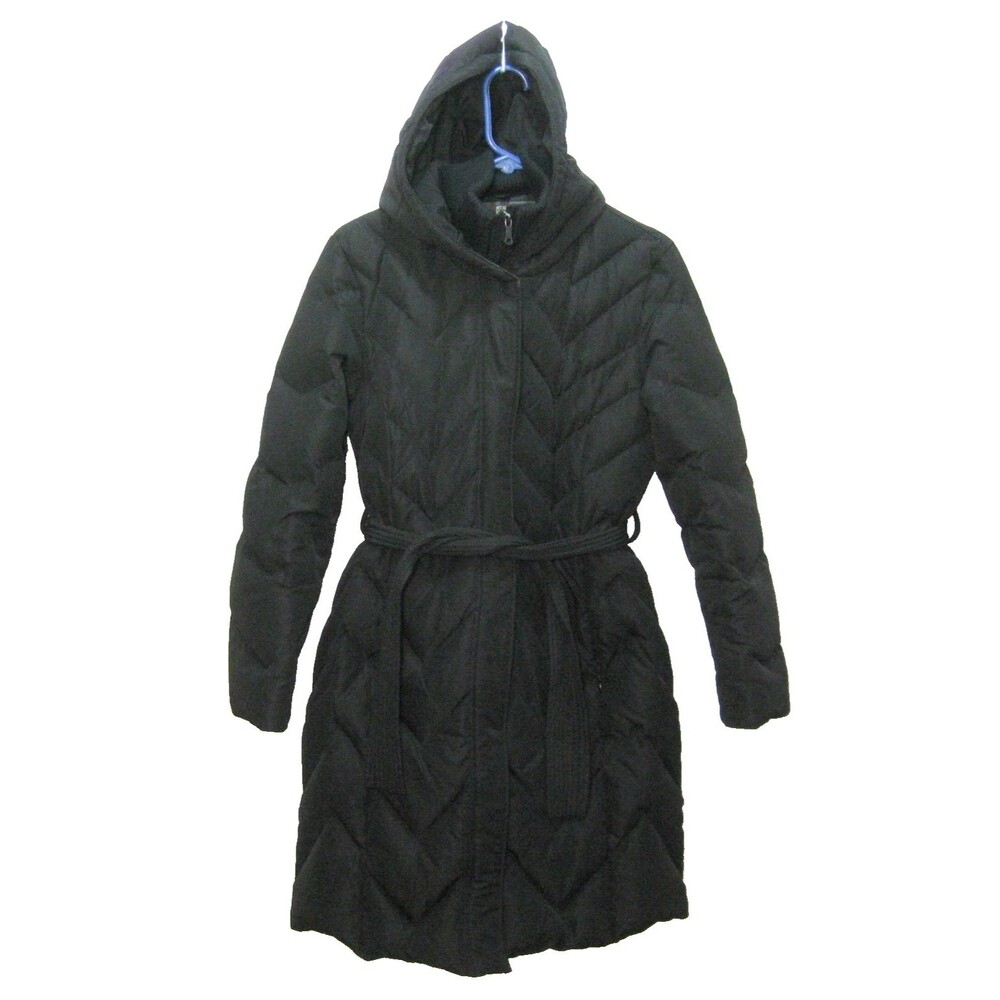 Black Down Coat Kenneth Cole Womens Medium Warm Puffer Jacket Winter Hooded